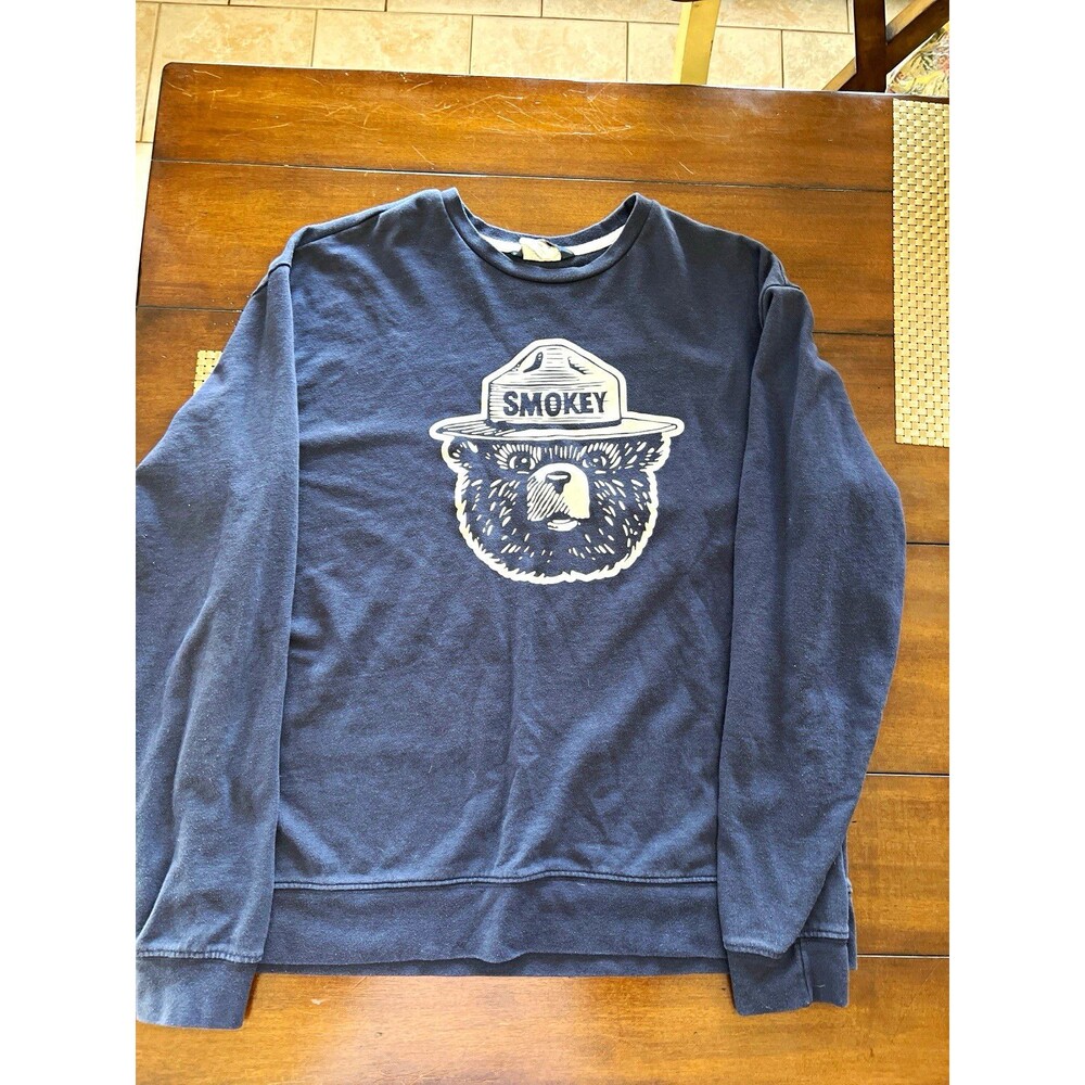The Landmark Project Smokey Bear Crewneck Sweatshirt Navy Mens Large L